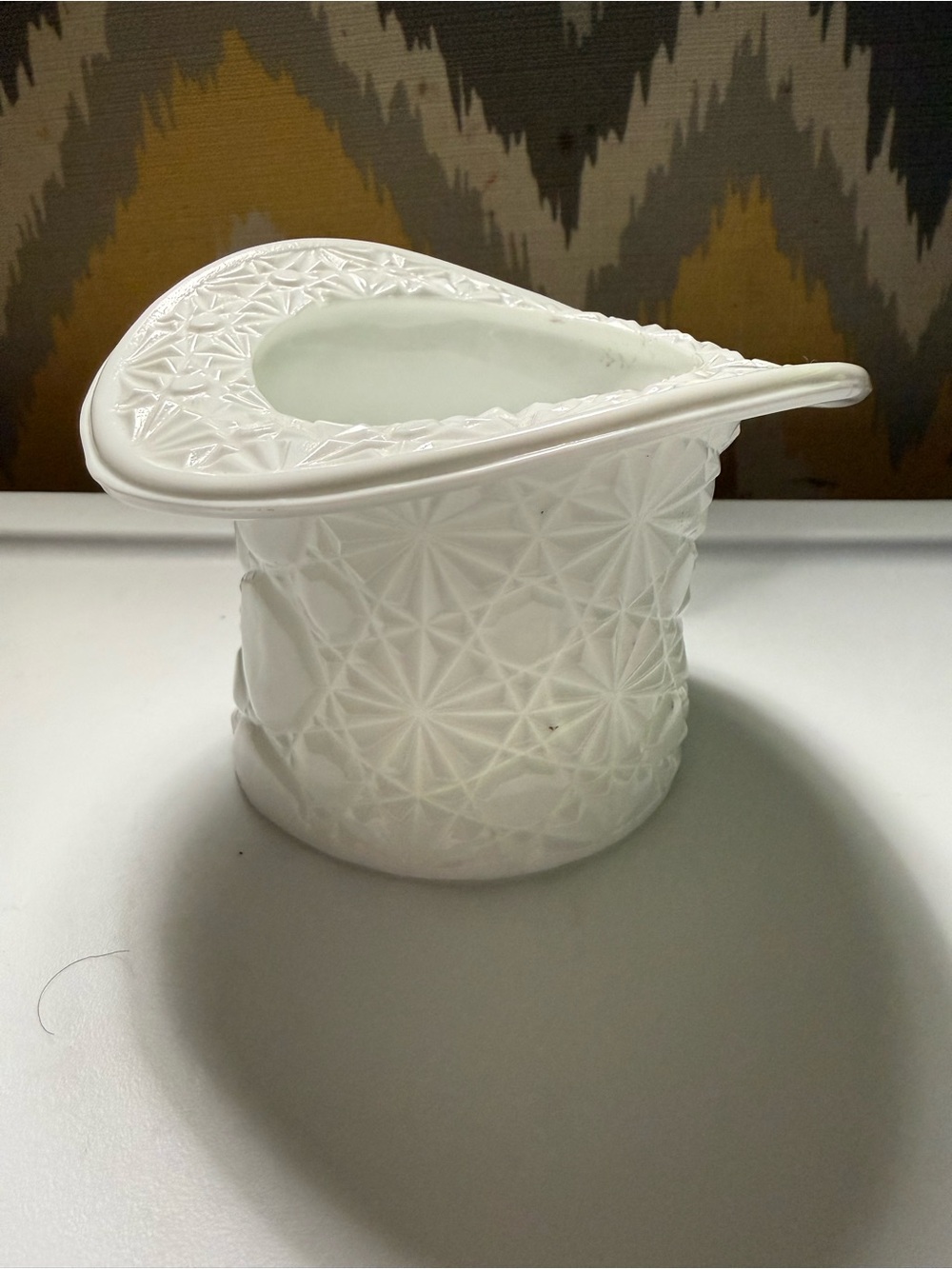 Fenton White Starburst Milk Glass Pitcher/Creamer